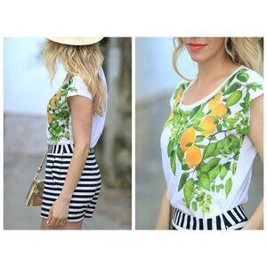 MILLY for Design Nation Limone de Capri Sequin Lemon T Shirt Size L